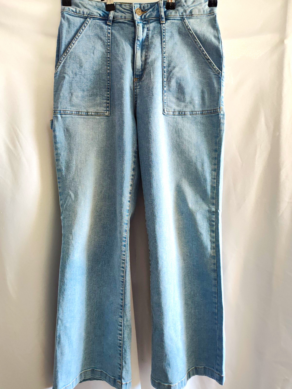Bagatelle Collection High Rise Wide Leg Carpenter Jeans Light Wash Size 30